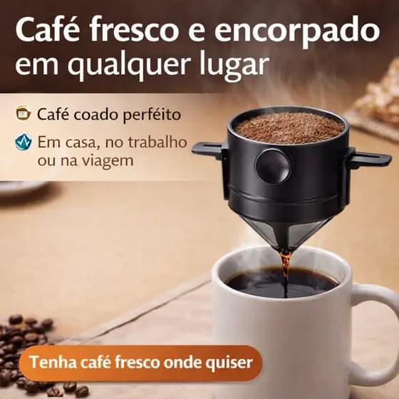 Filtro de Café Inox Dobrável Reutilizável Portátil Coador Café Gotejamento Sem Papel Camping Viagem