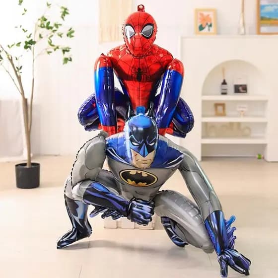 Balão de Alumínio 3D Herói Aranha Vermelha Morcego Aço Decoração Festa Aniversário Menino 1 Ano Fundo