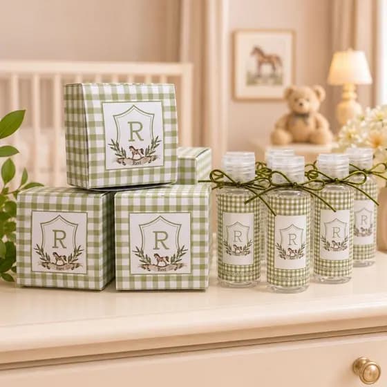 Kit Lembrancinhas Personalizadas 15 Frasco Álcool + 15 Caixa Cubo + 15 Tubolata + 12 Rótulo pra Água