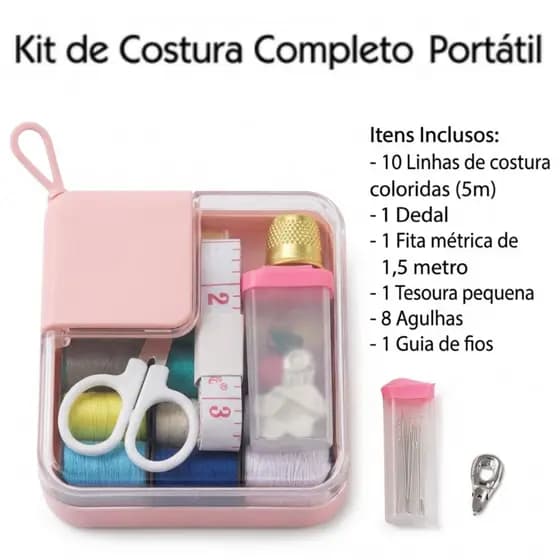 Kit Costura Portátil Completo Mini Atelier estojo de Costura Compacto com Linhas Agulhas e Acessórios