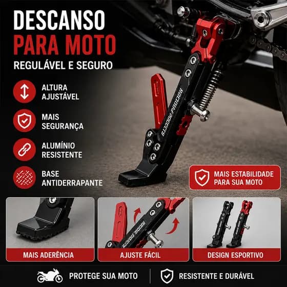 Descanso para Moto Regulável Universal Esportivo com Mola Antiderrapante Resistente Descanso para Moto