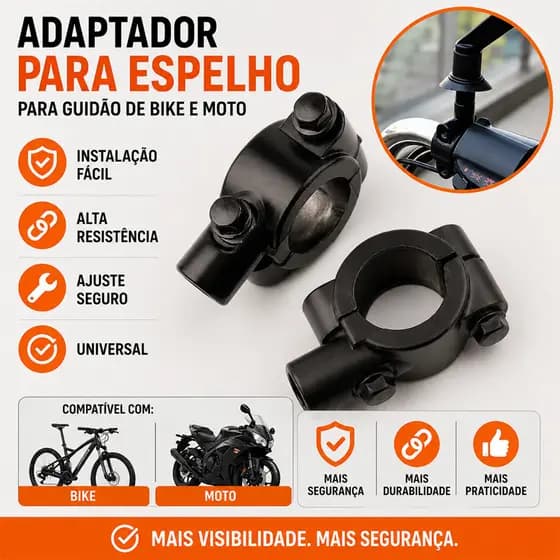 Par Abraçadeira Adaptador Retrovisor De Moto 22mm Acessórios Para Suportes De Espelhos De Motociclos