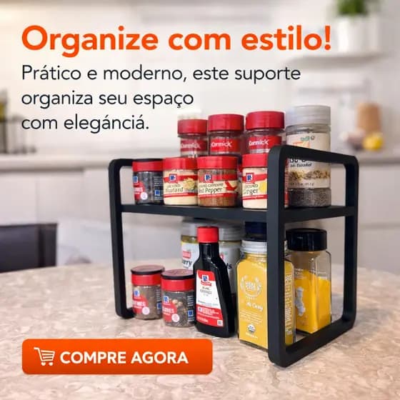 Suporte Organizador de Temperos 2 Andares Cozinha Armário Bancada | Porta Temperos Funcional e Elegante