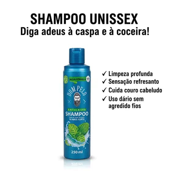 Shampoo Anticaspa 250ml Dom Pelo – Combate Caspa & Coceira, Limpeza Profunda, Cabelo Saudável