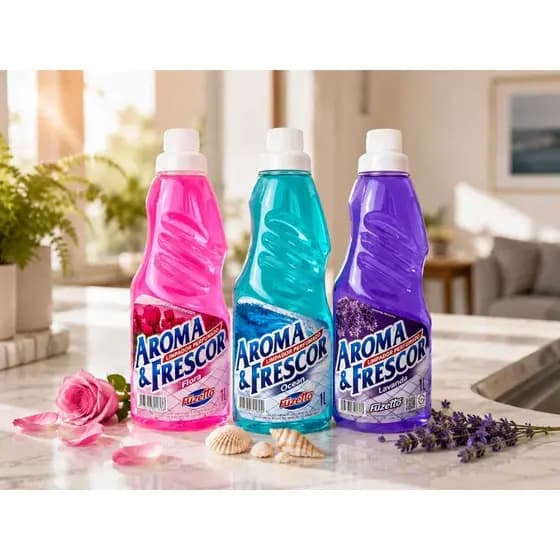 Kit 3 Limpador Multiuso Perfumado Fuzetto 1L Aroma Frescor Flora Lavanda Ocean
