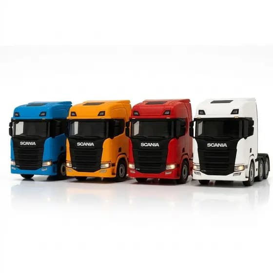 Miniatura Caminhão Scania 1:42 Ferro Luz Som Fricção Colecionável Pneu Borracha 4 Cores