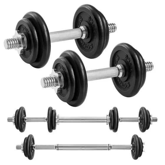 SONGMICS Halteres Ajustáveis de Ferro Fundido, Placas de Peso 2 x 10 kg, Treinamento de Força, Academia em Casa, Preto
