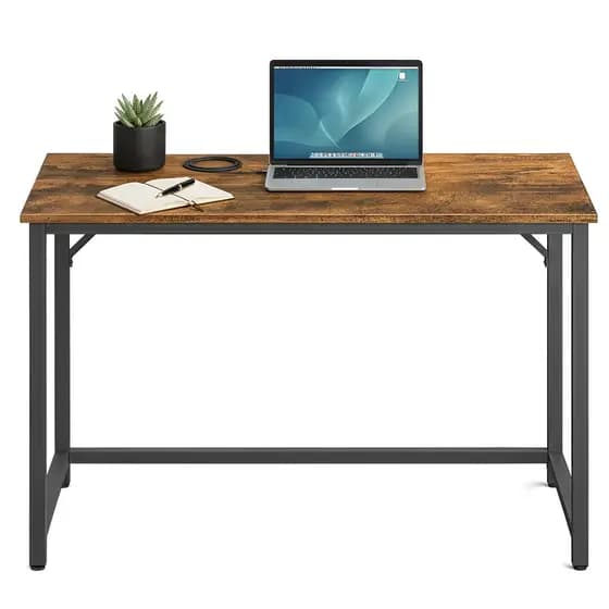SONGMICS Mesa de Escritório para Office, Mesa de Computador, 100x50x76 cm, Sala, Quarto, Marrom e Preto