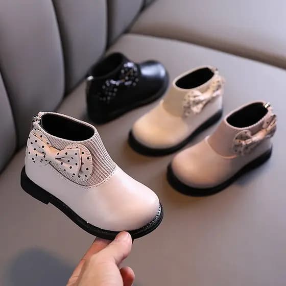 Novas Botas Curtas com Laço para Meninas/Botas Curtas à Prova de Vento e Quentes HDIY