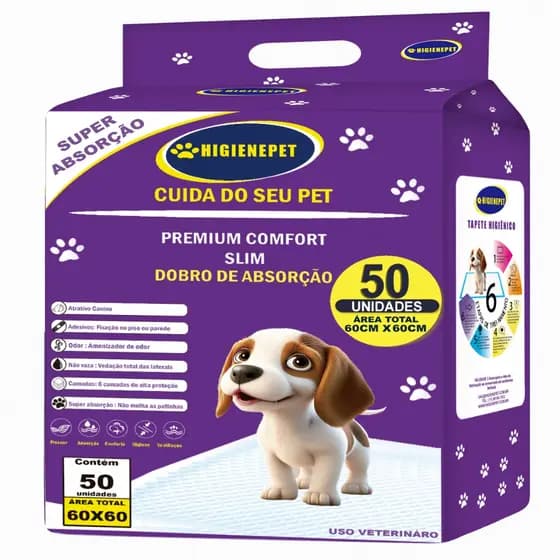 Tapete Higiênico Cães 60x60 50 Unidades Premium Higienepet
