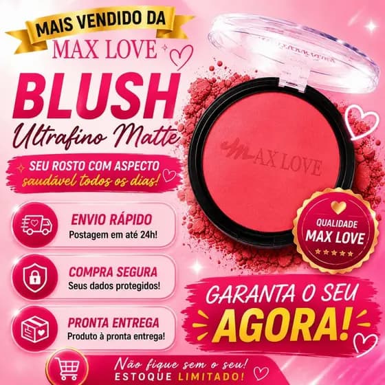 Blush Facial Max Love Studio Ultrafino Alta Pigmentação Longa Duração À Prova D’Água original acabamento matte