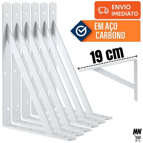 Suporte Mão Francesa 19cm Para Prateleira Cantoneira Branca - Envio Imediato