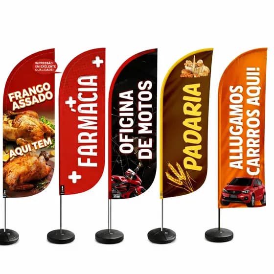 Banner Wind Bandeira Dupla Face Personalizada Tecido Sem Base