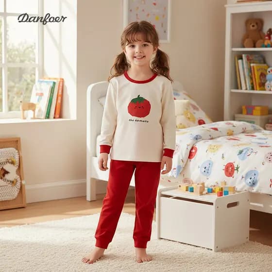 Meninas casa pijamas primavera outono médio pequeno crianças conjunto de roupa interior de manga comprida calças dividid