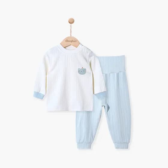 Bebê conjunto de roupa interior do bebê cintura alta proteção da barriga recém-nascido outono inverno pijamas térmicos b