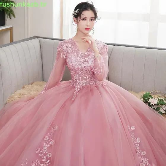 Vestido De Noite De Banquete Amarelo Elegante Para Mulheres , Manga Comprida , Decote Em V , Renda Bordada , Vestidos De