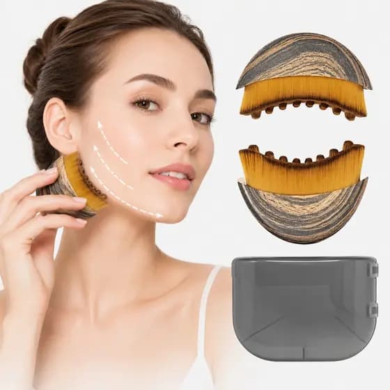 Escova de Drenagem Linfática Facial Massageador Esfoliante com Estojo Reduz Inchaço Lifting Modelador de Rosto