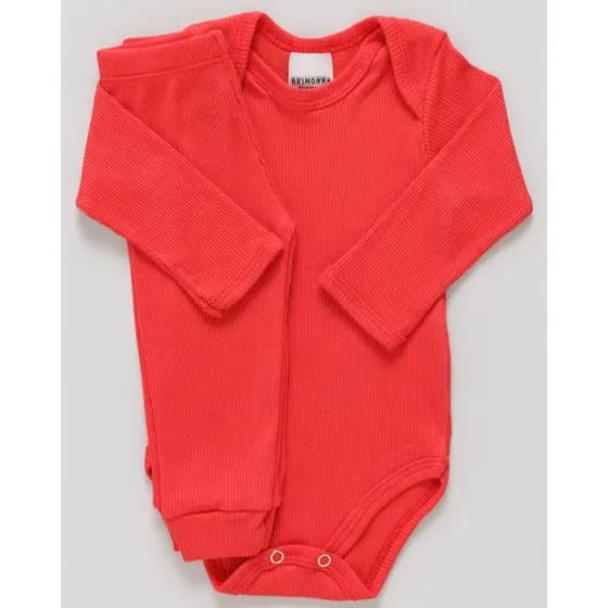 Conjunto Body e Calça Antialérgico Bebê Canelado Algodão Premium
