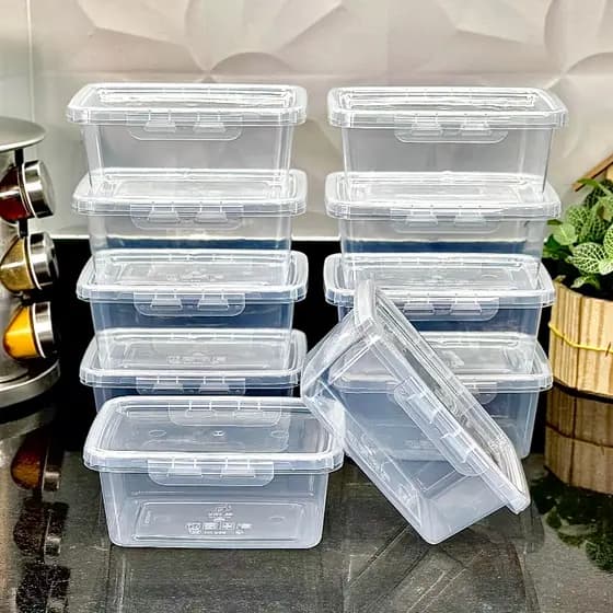 Kit Conjunto 20 Marmitas com Travas Laterais 900ml GL MIX - BPA FREE vasilhas alimento organizadoras
