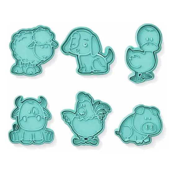 Kit 6 Cortadores de Biscoito Animais Fofos – Moldes Criativos para Cookies Perfeitos