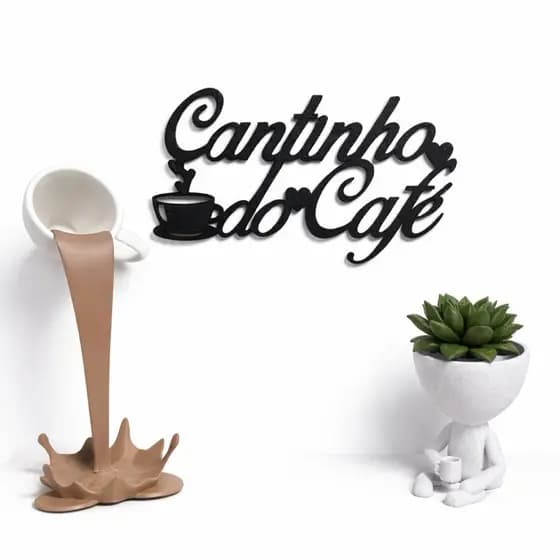Decoração Cantinho do Café Xícara Flutuante com Bob | Enfeite Criativo Casa e Cozinha