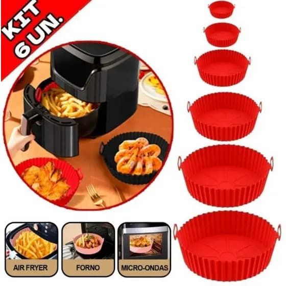 DAGUAN Kit 6 Forma Antiaderente Para Air Fryer Silicone Forno Microondas