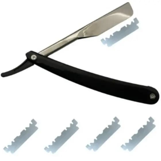 DAGUAN Navalha Navalhete Profissional Barbeiro + 5Lâminas Aço Inox Acabamento Barba Sobrancelha