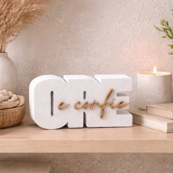 Letreiro Decorativo Ore e Confie Moderno para Sala Quarto Escritório Ideal para Decoração de Casa e Presente Especial