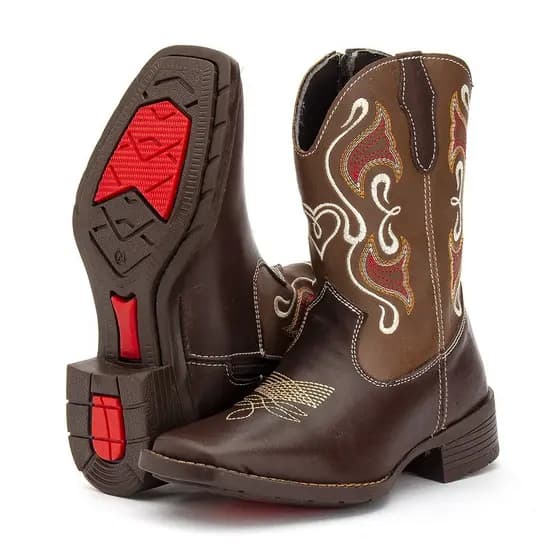 Bota Texana Cano Alto Couro Kapell Infantil