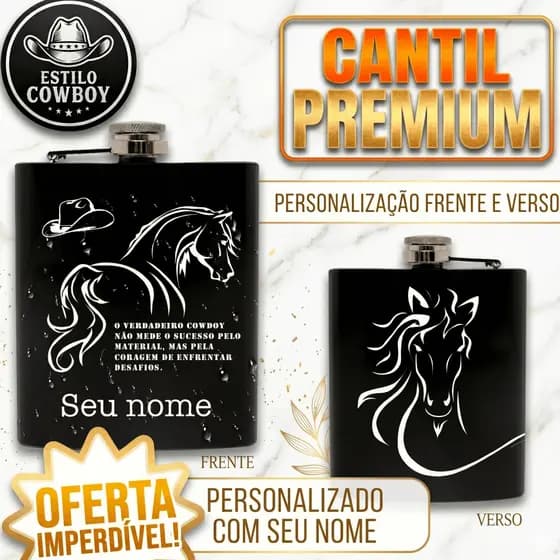 Cantil Porta-Whisky – Aço Inox com Brilho- Personalização a Laser -Frente-e -Verso ✨
