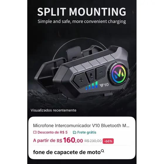 microfone intercomunicador v10 Bluetooth