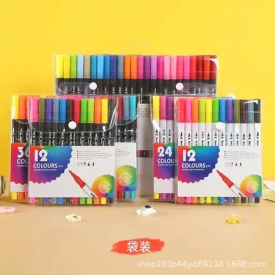 Marcadores Artísticos Ponta Dupla para Desenho e Caligrafia Kit Econômico 12 a 60 Cores Oferta