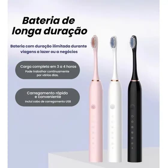 Escova Dental Elétrica Sonic Inteligente Onda Acústica Recarregável USB Cuidados Pessoais Envio Imediato