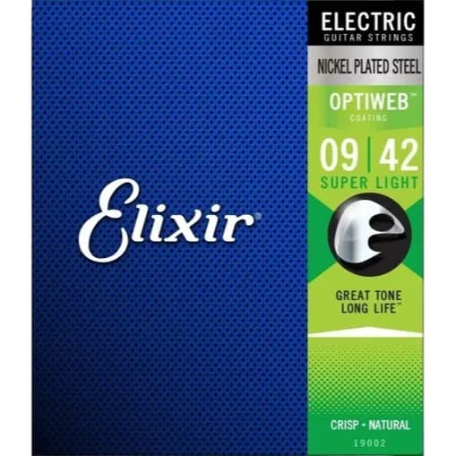 Encordoamento Elixir 009 Optiweb Guitarra Elétrica 09-42 Super Light Original Alta Durabilidade