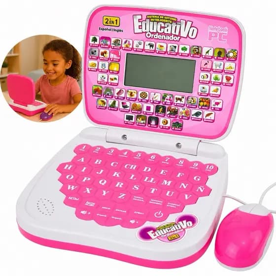Notebook Laptop Infantil Educativo Bilíngue Com Mouse 2 Em 1