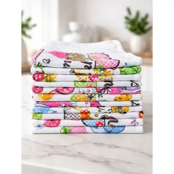 Kit 12 Panos de Prato Grandes 70cm x 42cm Premium Estampas Religiosas Variadas