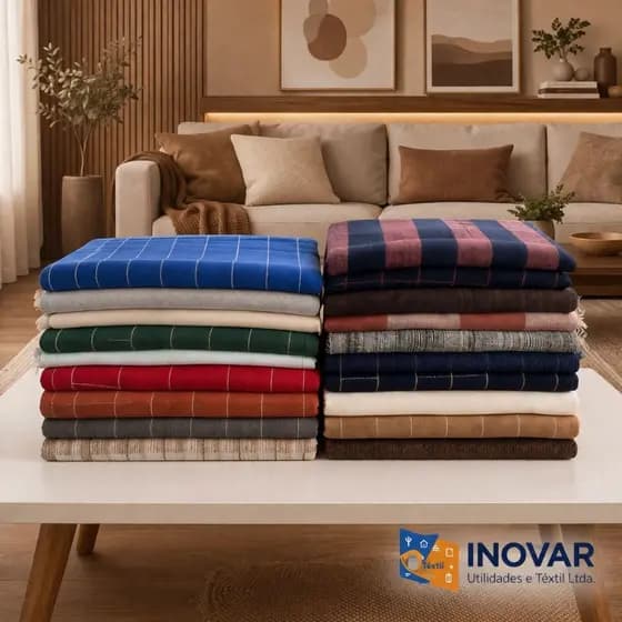 Manta Xale Quadriculada Algodão Sofá Cama de Solteiro e Casal Decorativa Confortável
