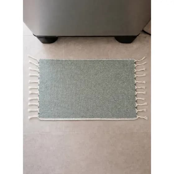Tapete Retangular Artesanal 70x45cm Algodão Trançado com Franjas para Sala Quarto Banheiro