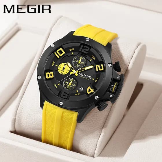 2026 novo estilo Megel relógio masculino multifuncional cronógrafo esportes relógio de quartzo fita de Silicone moda de
