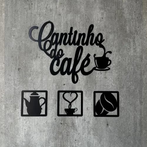 Placa Decorativa “Cantinho do Café” em Acrílico Espelhado