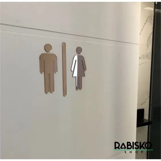 Placa de Sinalização Banheiro Masculino Feminino Acrílico Espelhado