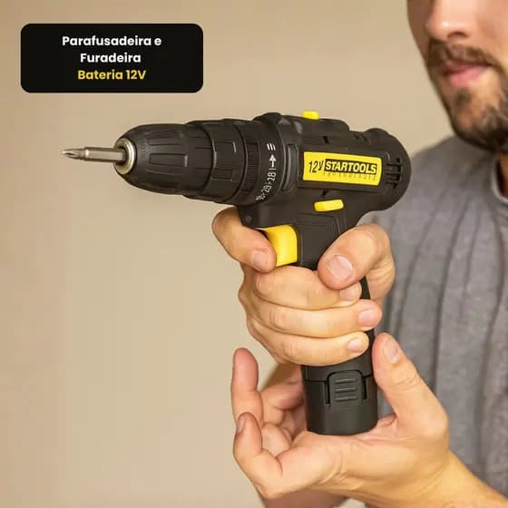 Parafusadeira e Furadeira Bateria 12V Bivolt + Maleta Kit Promoção kit parafusadeira ferramentas