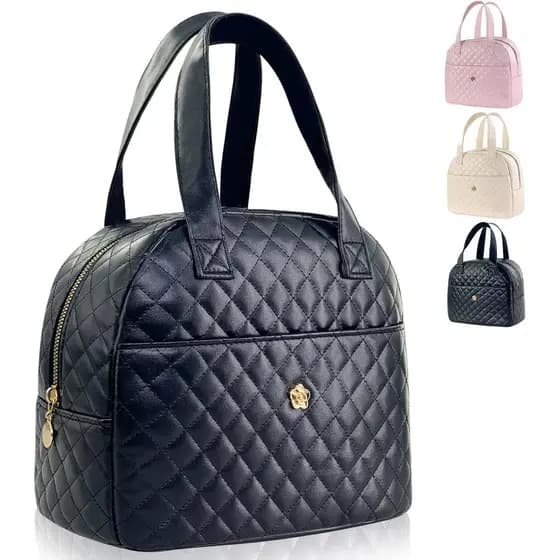 Bolsa Térmica para Almoço Mziart para Mulheres e Homens, Bolsa Térmica de Couro PU para Mulheres, Bolsa Estética para Al