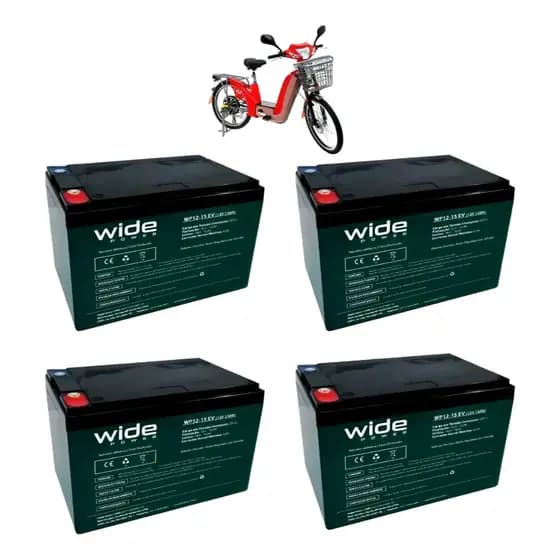 Kit c/4 un Bateria Para Bicicleta Elétrica Wide Ciclo Profundo 12v 15ah