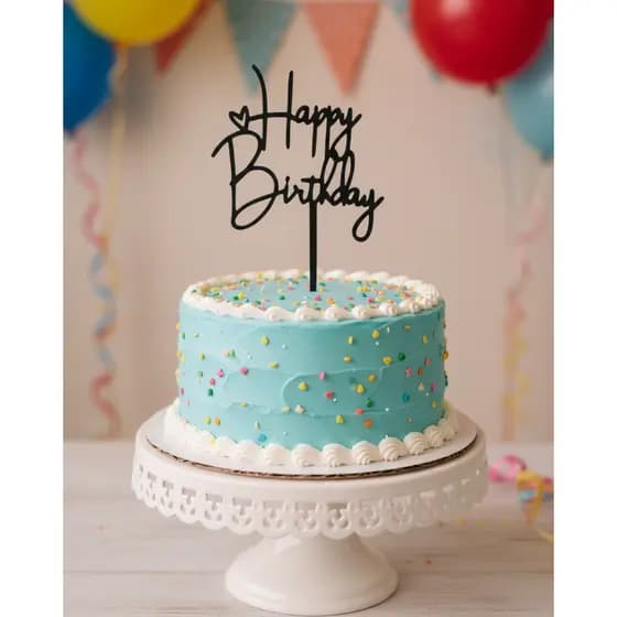 Topo de bolo Happy Birthday - Feliz Aniversário