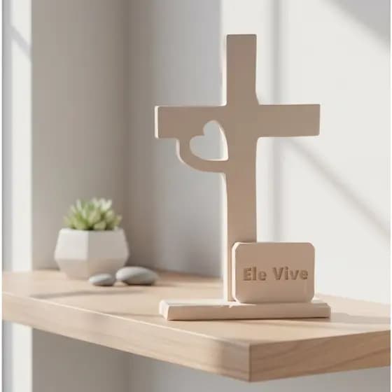 Cruz Decorativa Cristã RÚSTICA Decoração de Mesa para Páscoa/ Ele vive/minimalista/pascoa/católicos/evangélicos