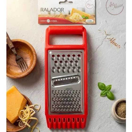 Ralador Inox 3 em 1 Multifuncional Fatiador com Cortes Grosso e Fino para Queijo e Legumes
