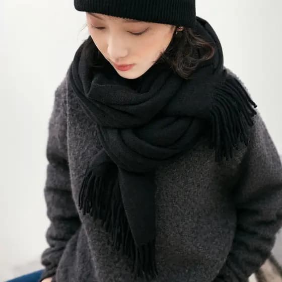 Cachecol Pashmina Lisa de Inverno Grosso 350g com Franjas Unissex
