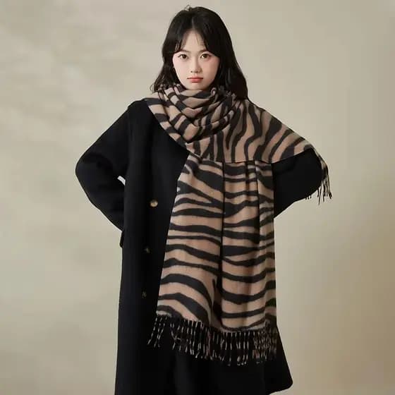 Cachecol Pashmina Xadrez de Inverno 325g Grosso e Macio com Franjas Unissex