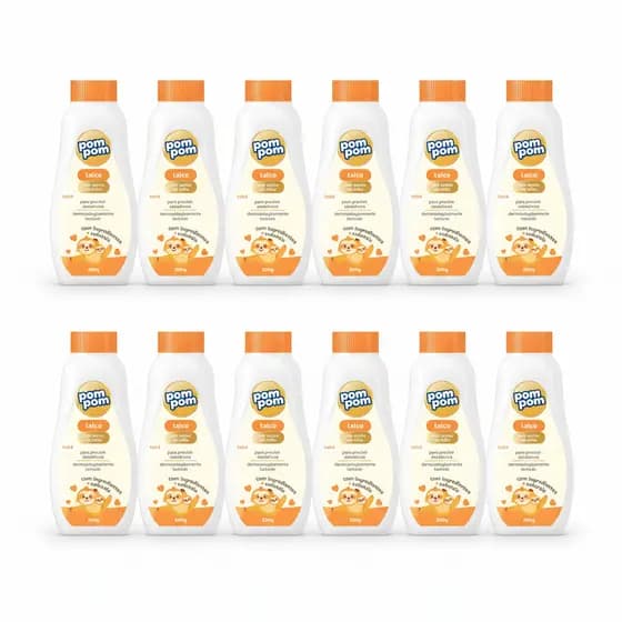 12x Talco Infantil Pom Pom 200g